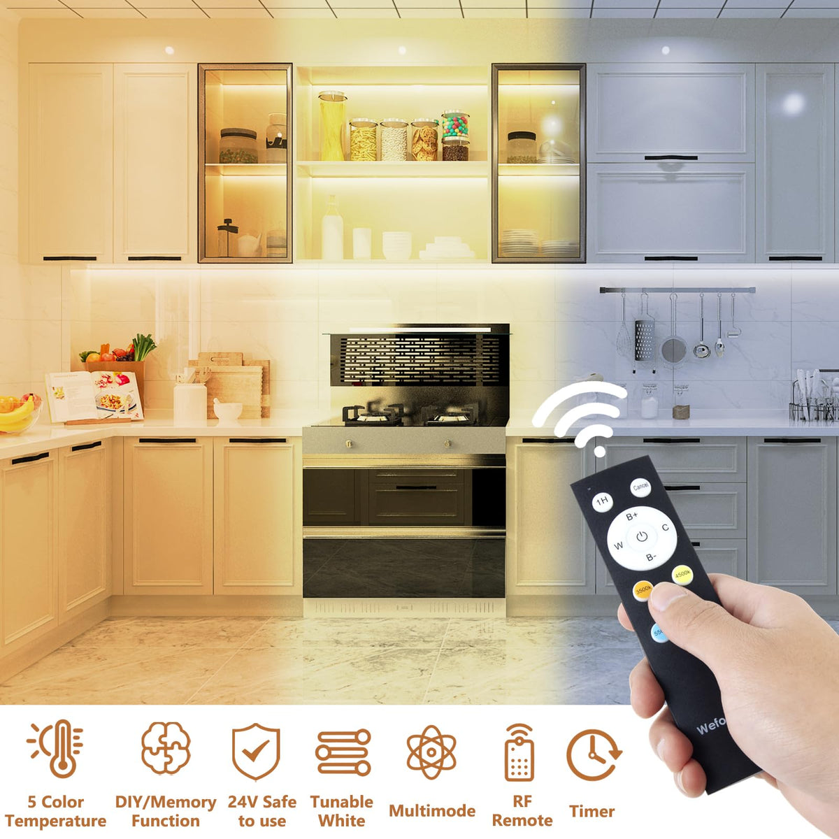Wefomey Bluetooth app control for color and brightness adjustments