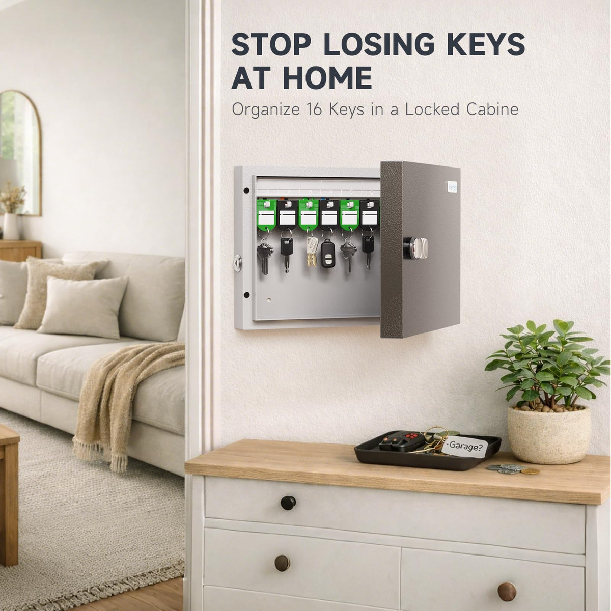 WeHere 16-key lock box durable steel construction promises long-lasting use.