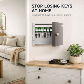 WeHere 16-key lock box durable steel construction promises long-lasting use.
