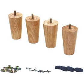 WEICHUAN 4-inch solid wood leg close-up highlighting natural grain for durable support.