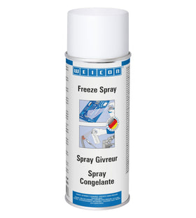 WEICON Freeze Spray bottle front for convenient electronics troubleshooting in the workshop.