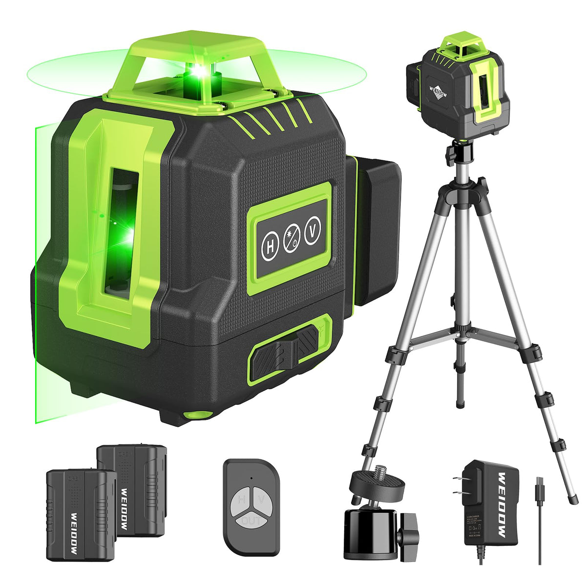 WEIDDW 360° laser level with tripod for precise wall alignment
