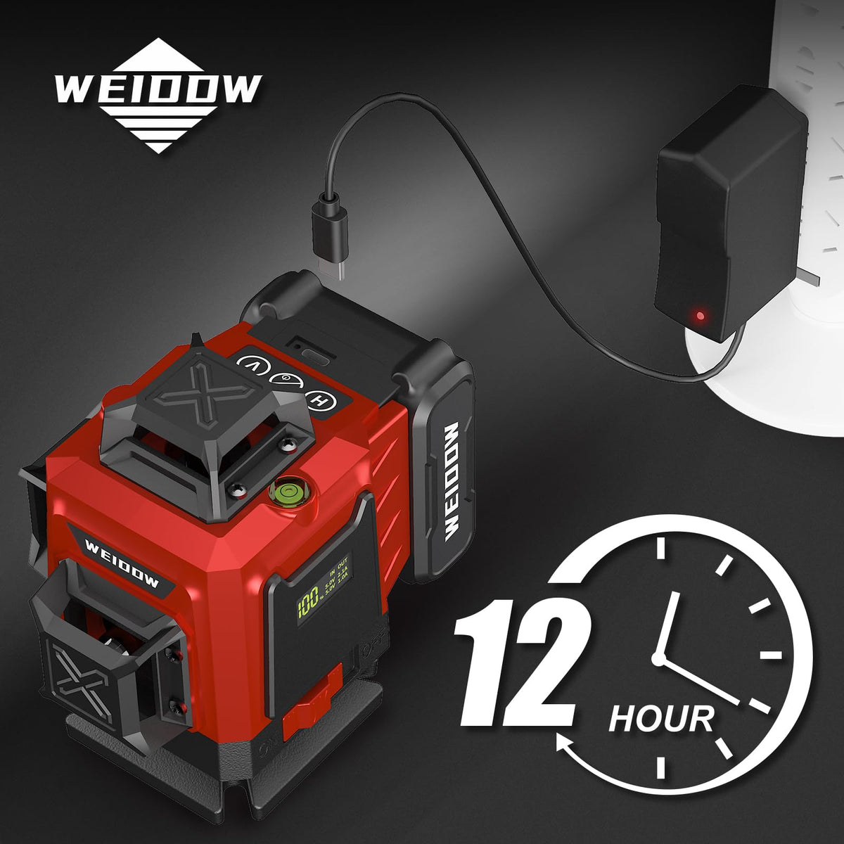 WEIDDW green line laser beam for bright indoor alignment.