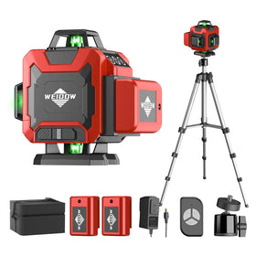 WEIDDW laser level projects four green lines for precise room alignment
