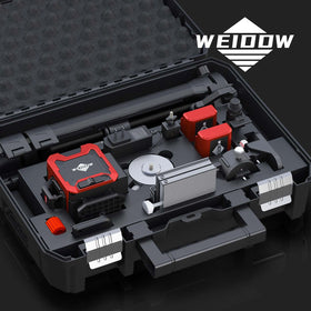 WEIDDW laser level battery pack showing extended runtime and easy swapping