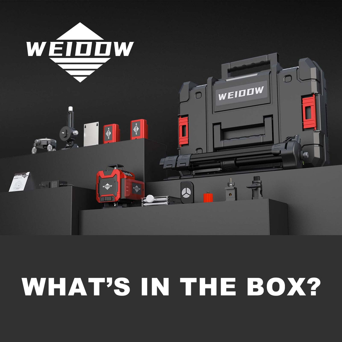 WEIDDW laser level magnetic mount setup on a wall for stable positioning