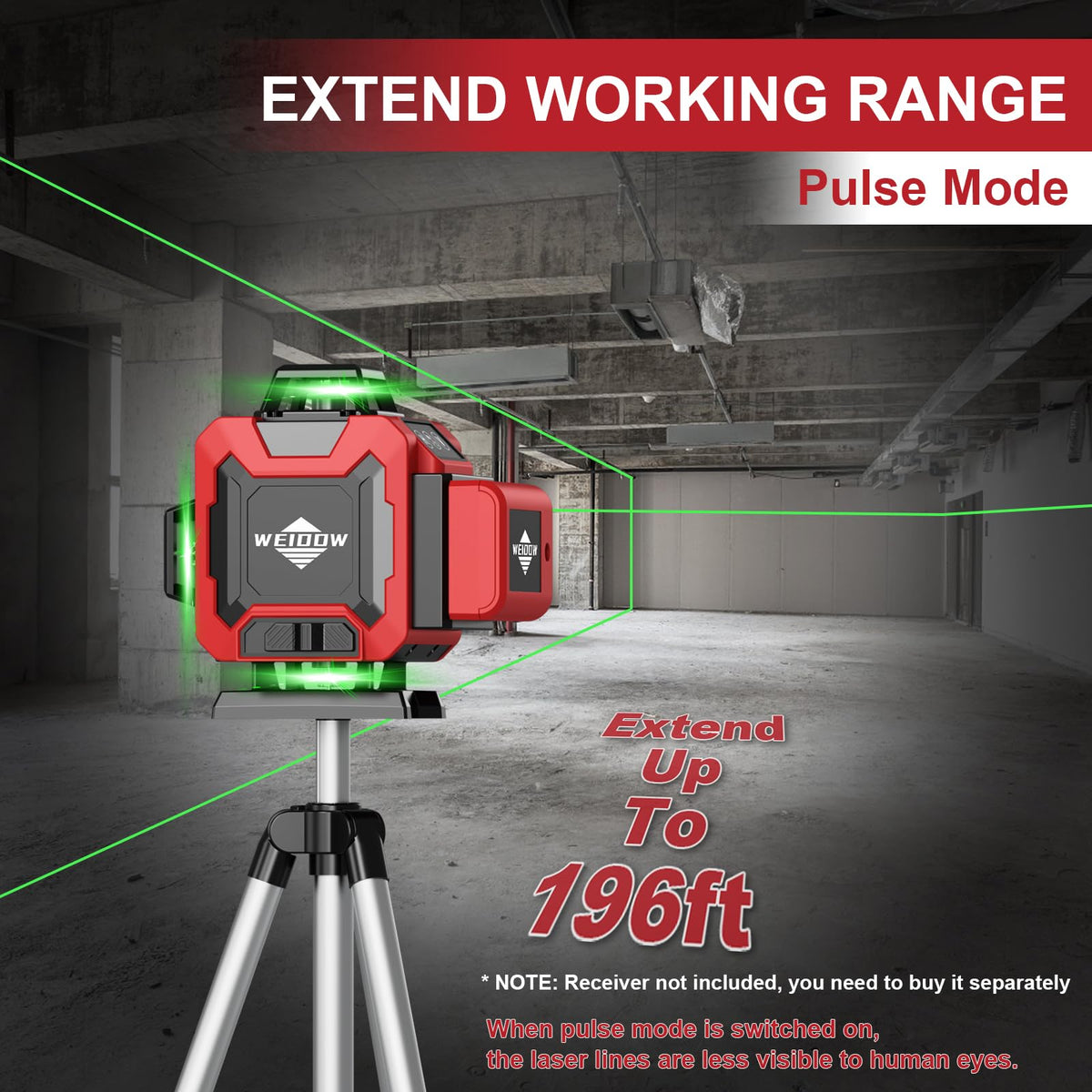 WEIDDW laser level pulse mode improves outdoor visibility for line positioning