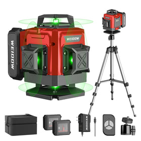 WEIDDW laser level with tripod for precise wall mounting and leveling.