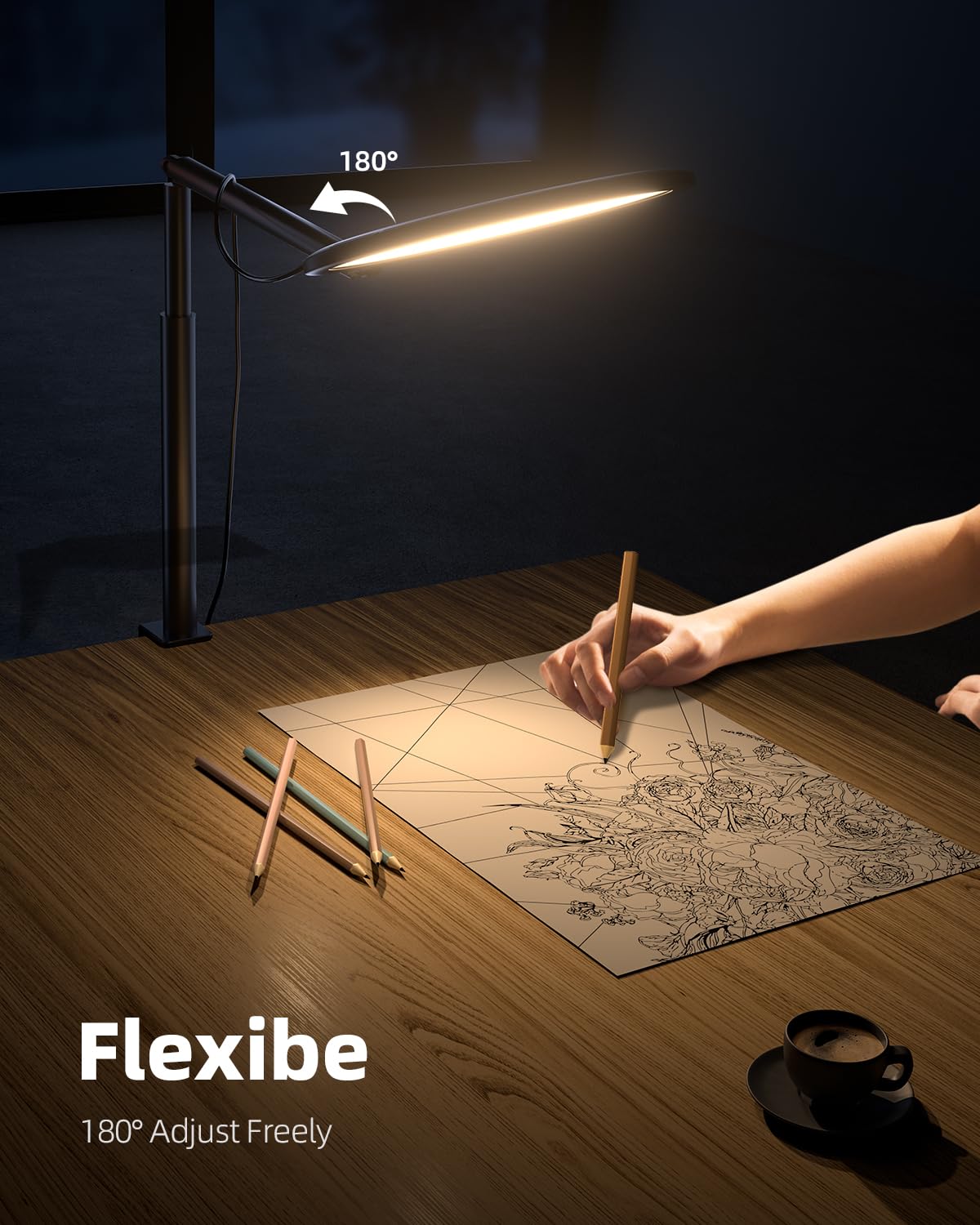 Weilisi desk light with extendable pole reaching 11.42 inches