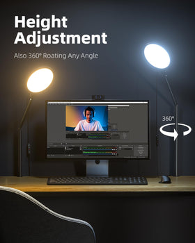 Weilisi ring light showing 360-degree rotation for versatile lighting