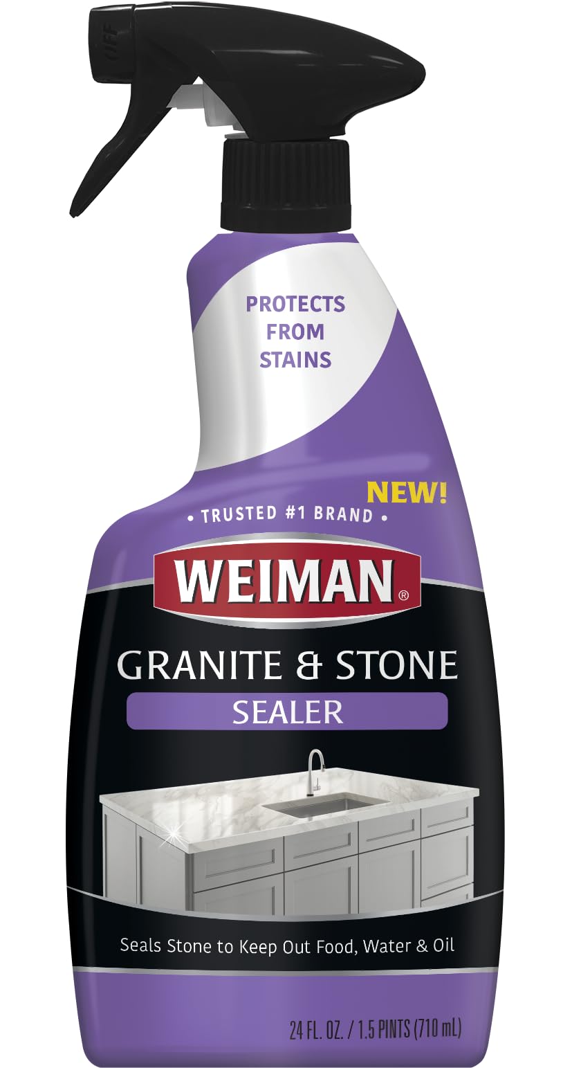 Weiman Granite and Stone Sealer Spray bottle ready for sealing countertops.