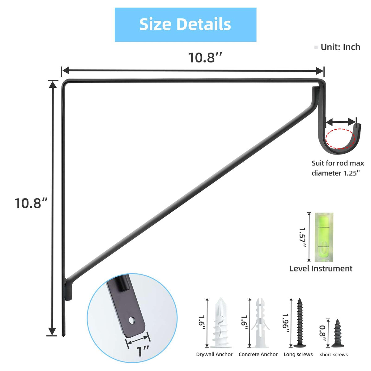 WEKIS shelf bracket matte black finish offers durable, stylish closet organization.