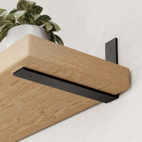 WEKIS heavy-duty 12-inch L-bracket in matte black supports sturdy shelving.
