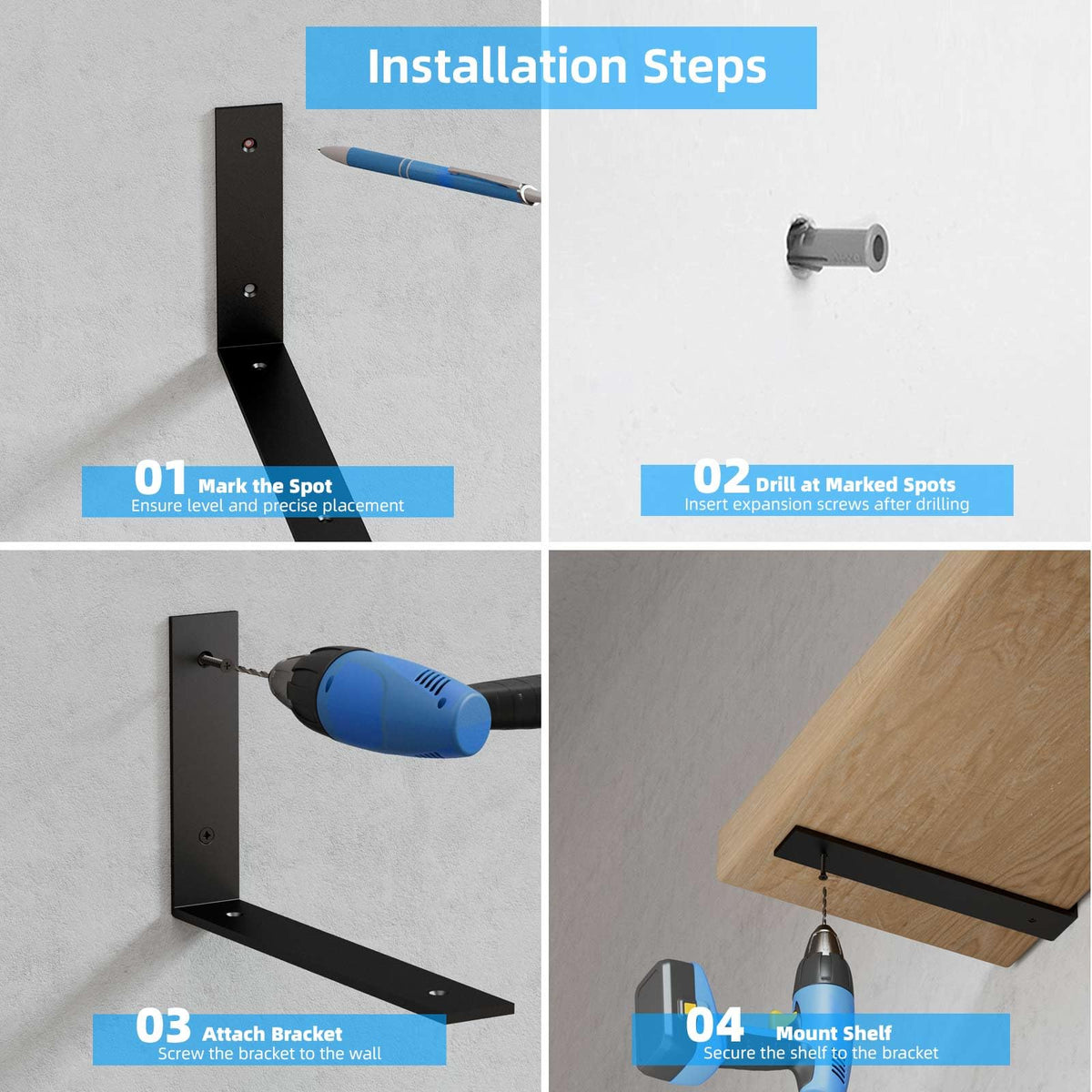 WEKIS living room shelf bracket setup for clean, modern decor.