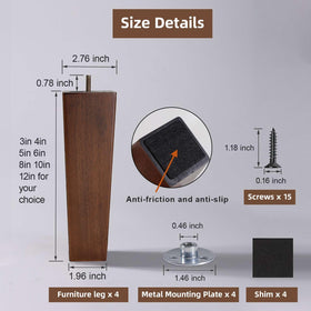 WEKIS rubber wood couch legs offer reliable vertical support.