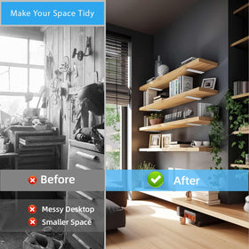 WEKIS invisible 1.6-inch profile hides beneath thicker shelves.