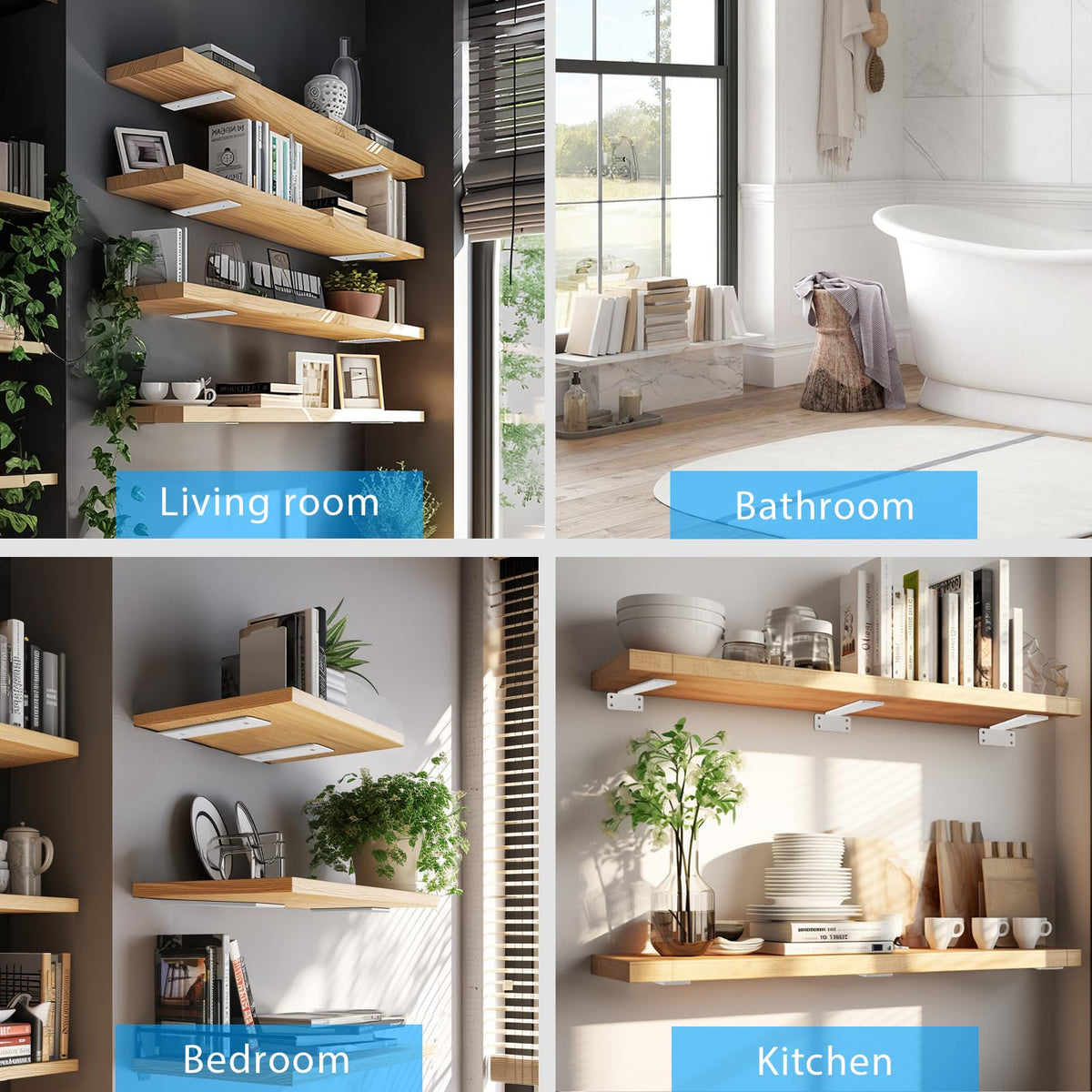 WEKIS bracket works on wood, drywall, and concrete walls for versatile mounting.