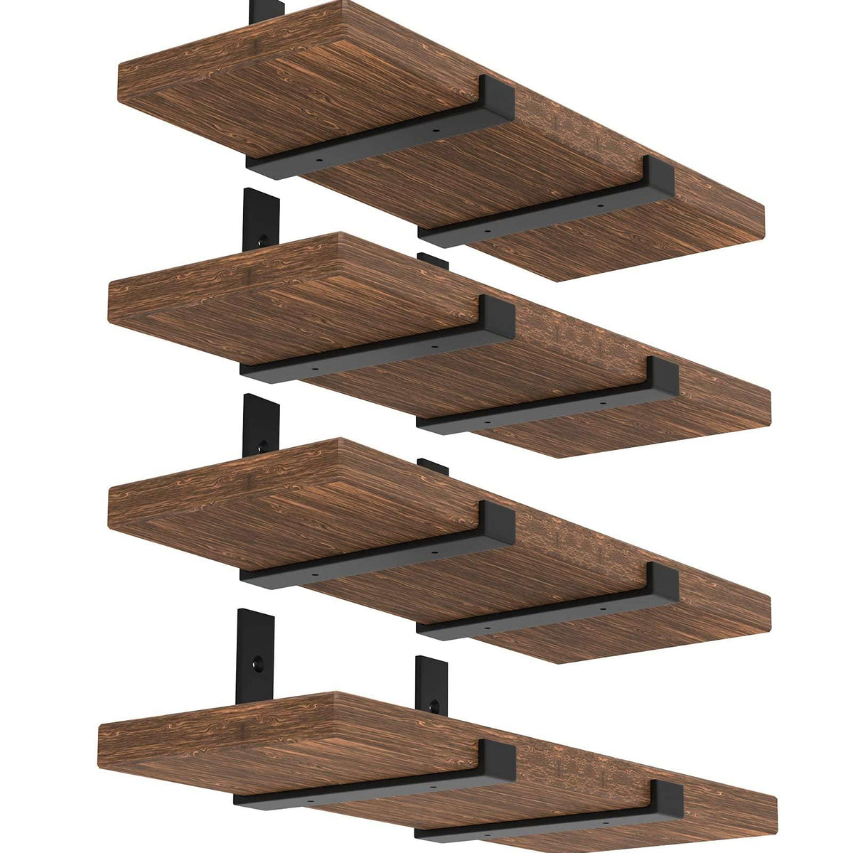 WEKIS 12-inch matte black shelf bracket front view showing sturdy construction