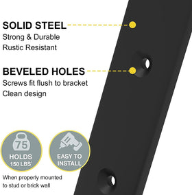 WEKIS shelf brackets supporting books and decor in living room