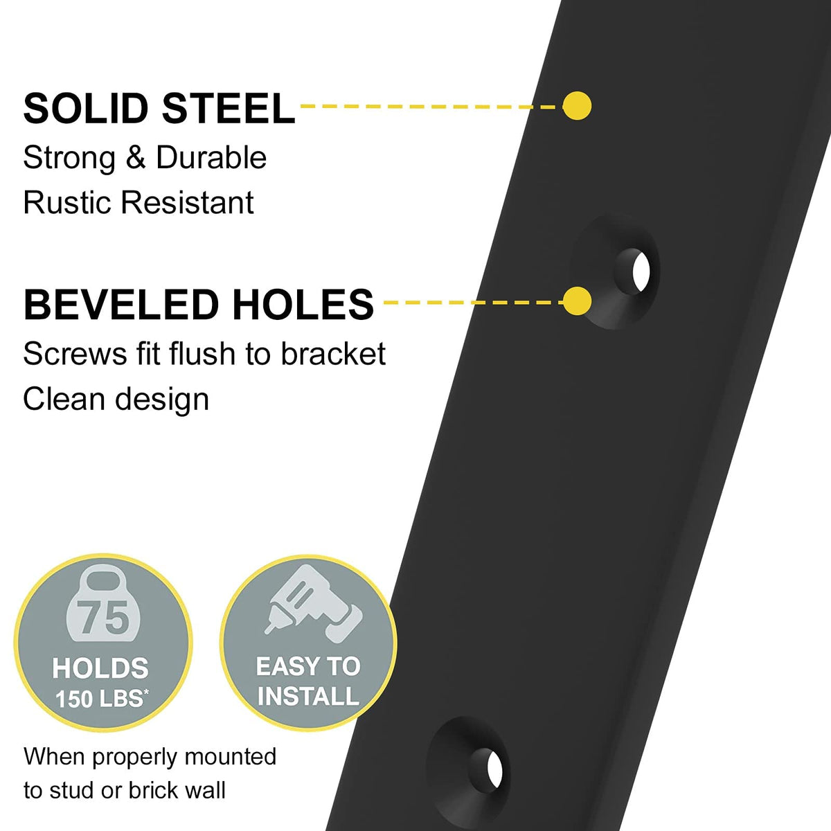 WEKIS wall-mount brackets with level to ensure straight, balanced shelves