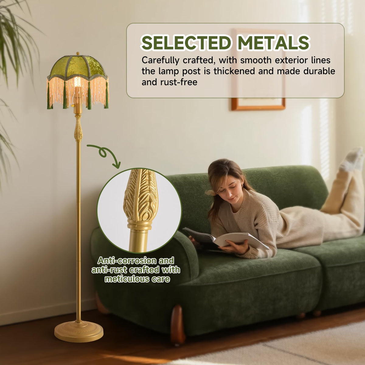 WELAISA Weilasa ambient lighting beside sofa promotes comfortable reading.