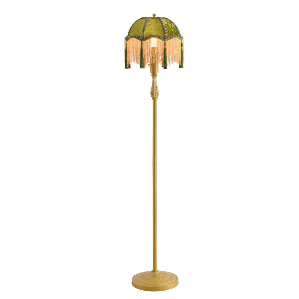 WELAISA Weilasa retro tassel floor lamp with tassel lampshade for warm ambience.