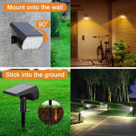 WELALO solar color-changing spotlight wall-mount option for flexible placement on walls.