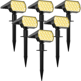WELALO solar spot light 6-pack illuminating a garden path for safer nights.