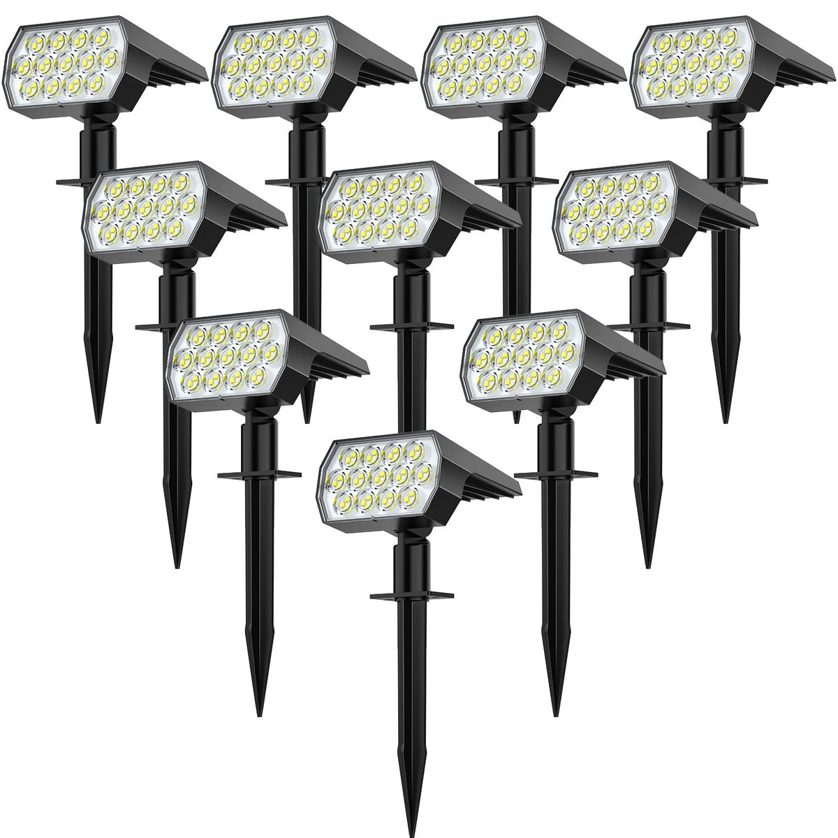 WELALO solar spot light brightens wide outdoor areas for garden, driveway, and walkway safety.