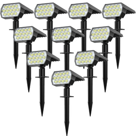 WELALO solar spot light brightens wide outdoor areas for garden, driveway, and walkway safety.