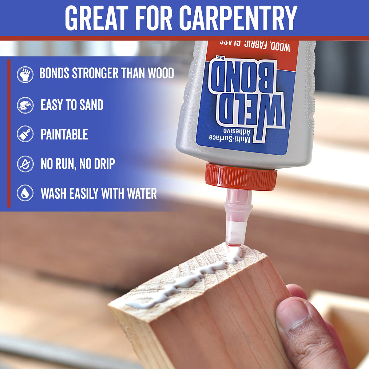 Weldbond clear finish dries transparent with no visible residue.