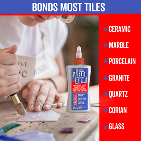 Weldbond ceramic stone bonding demonstrates water resistance and lasting flexibility.
