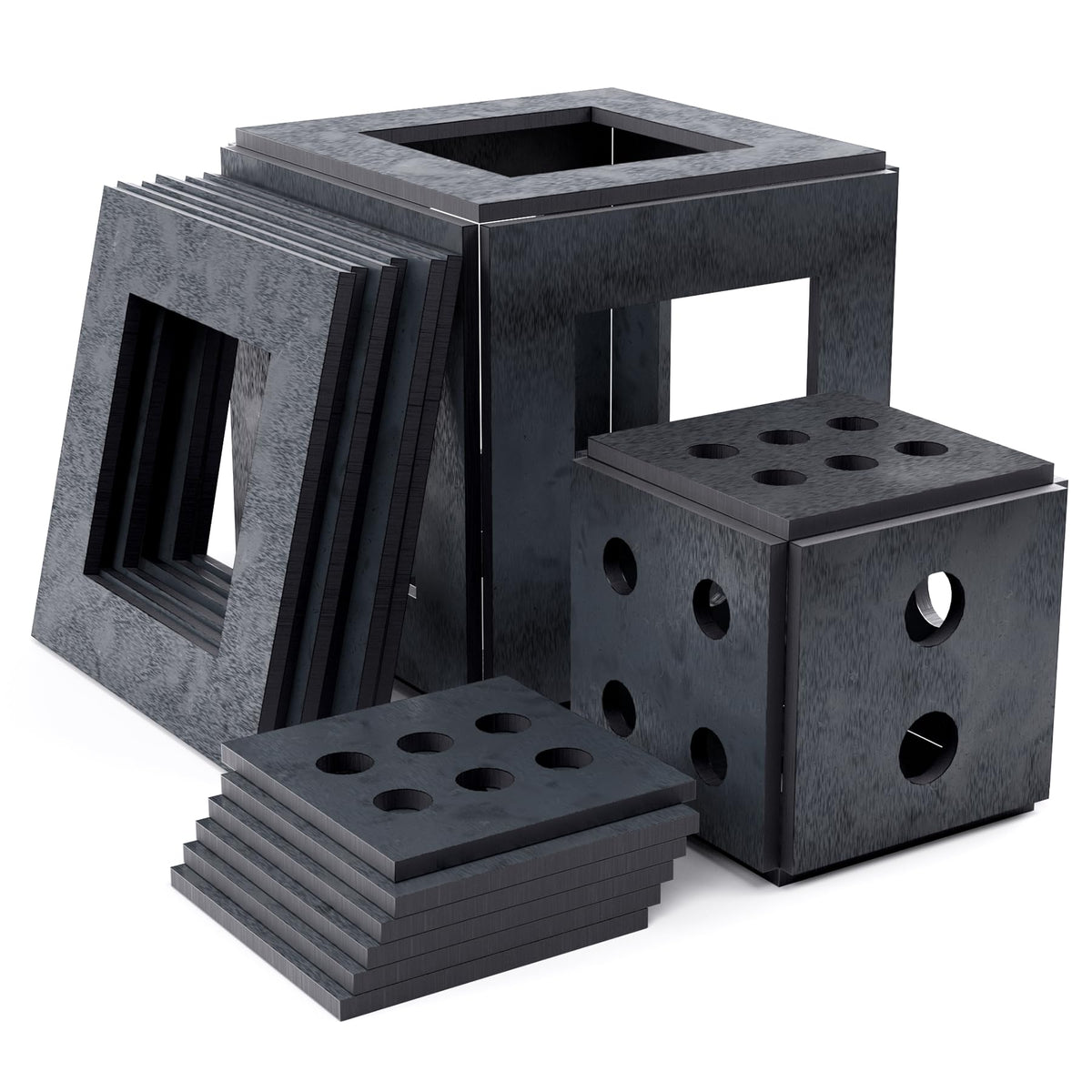 WelderElite dice frame kit on a workbench with precise laser-cut edges for accurate assembly.