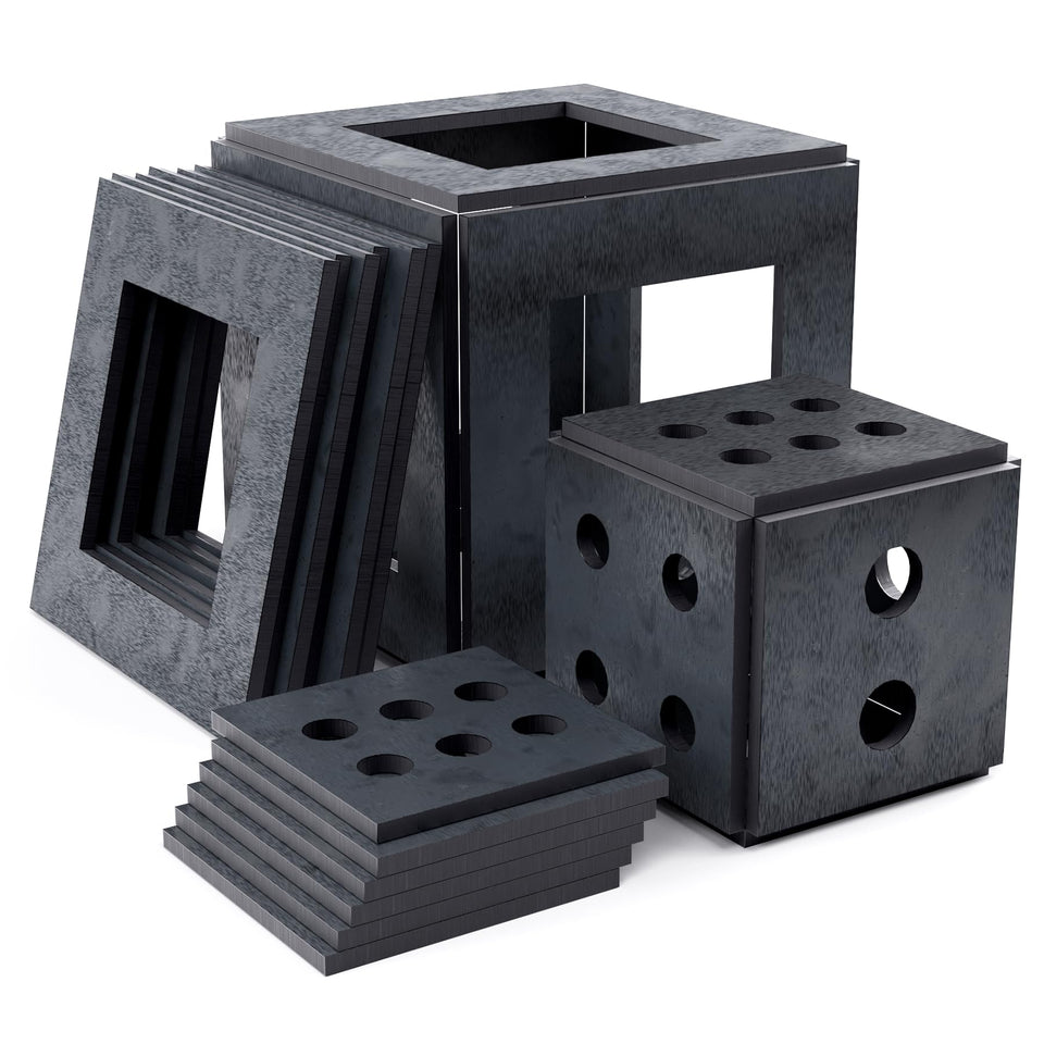 WelderElite dice frame kit on a workbench with precise laser-cut edges for accurate assembly.