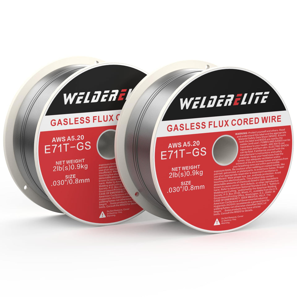 WelderElite wire spool E71T-GS 0.030 inch ready for gasless MIG welding.