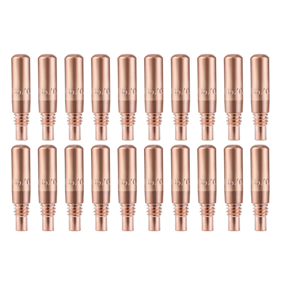 Welding Knight MIG tip 0.9mm close-up showing copper construction for reliable conductivity.