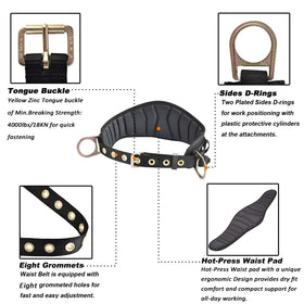 WELKFORDER two side D-rings enable quick, secure work positioning connections.