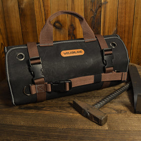 Welkinland 15-pocket tool roll unrolled with organized compartments clearly visible