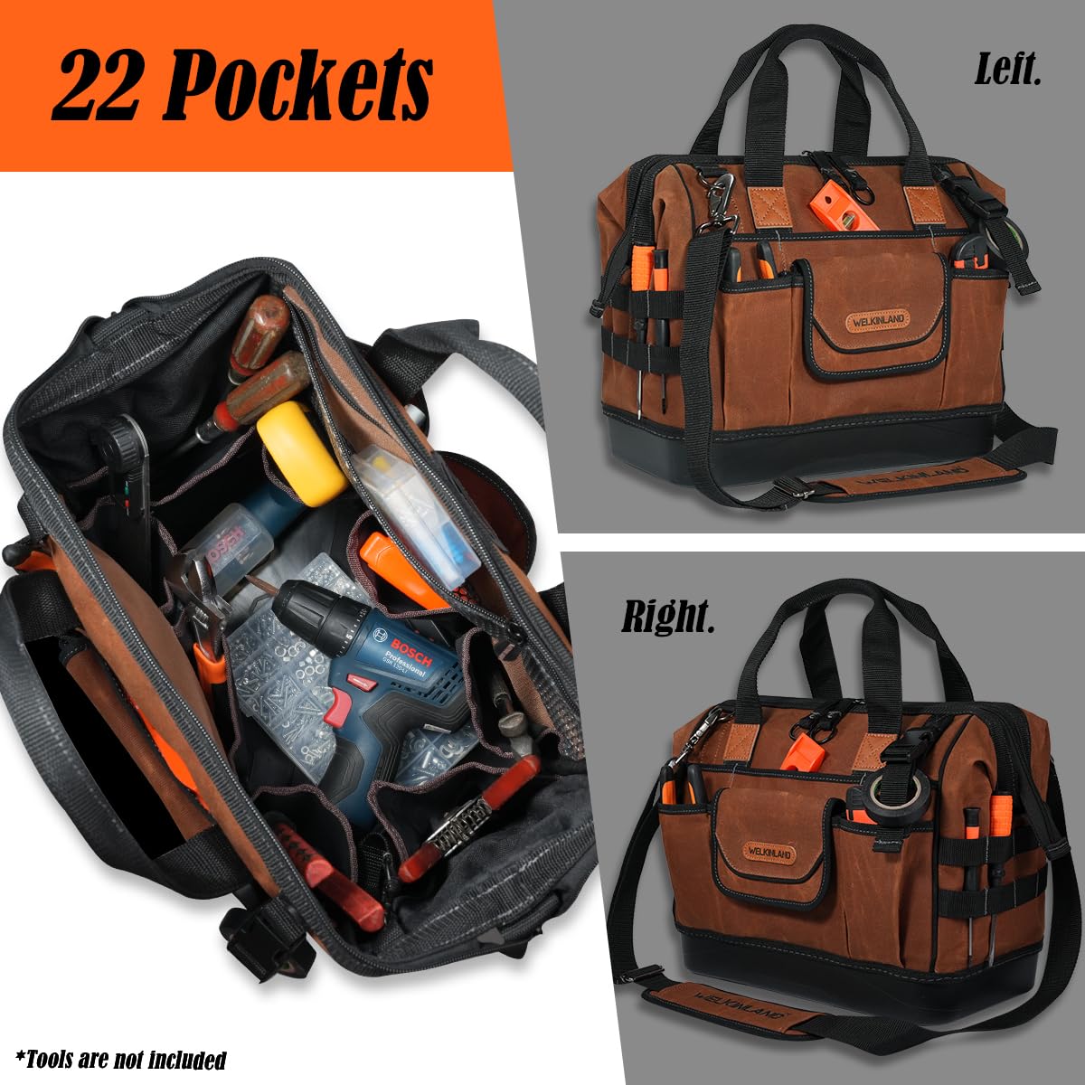 Welkinland 22-pocket organization layout separates tools and components clearly