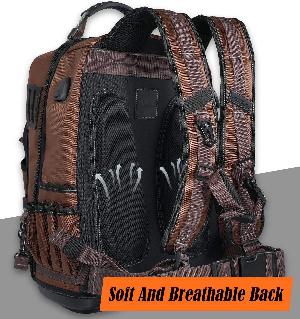 Welkinland 45L capacity backpack fits essential tools.