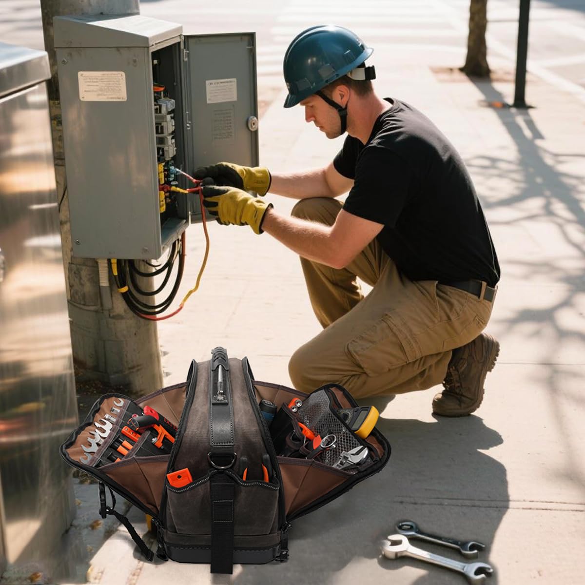 Welkinland HVAC bag interior with steel-frame supports upright visibility.