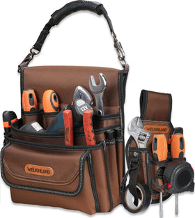 Welkinland 7- and 10-pocket tool belt set front view for easy tool access on site.