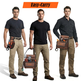 Welkinland 7-pocket open-bottom electrician pouch close-up for quick tool retrieval.
