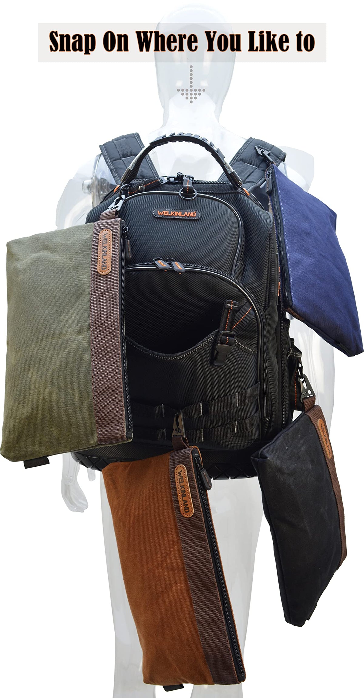 Welkinland four-pcs set shows versatile zippered pouches for different job tasks.