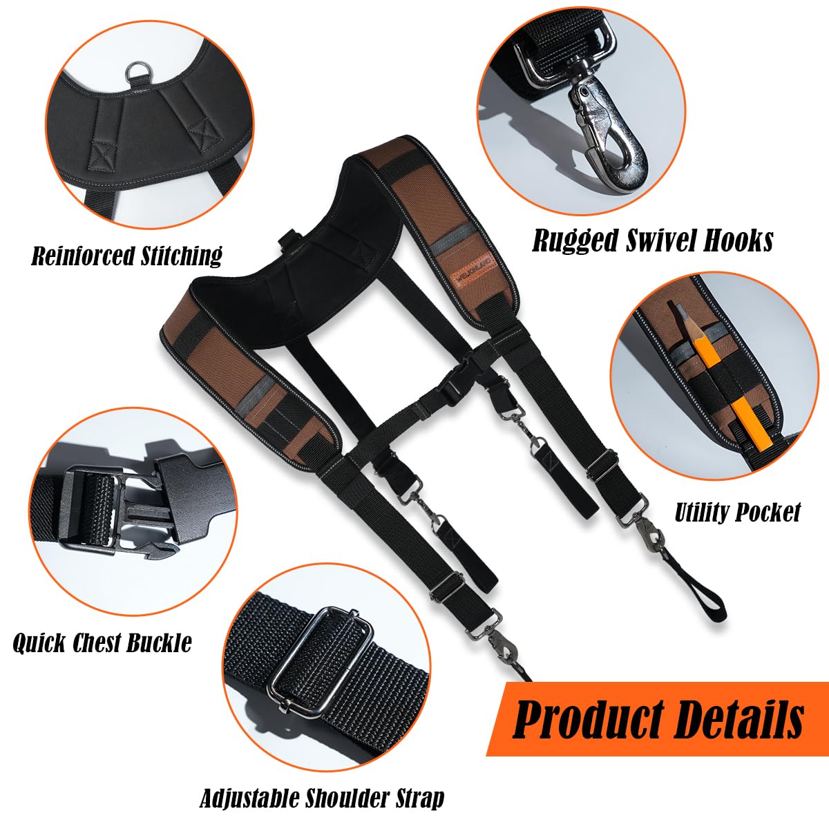 Welkinland carpenter-ready suspender supports heavy tool belts for daily tasks.