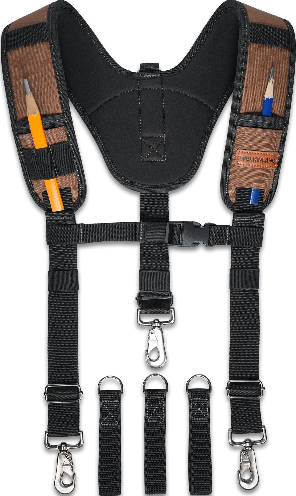 WELKINLAND heavy-duty tool belt suspender closeup showing rugged construction for daily use