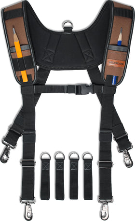 Welkinland heavy-duty tool belt suspender close-up showing supportive strapping and comfort.