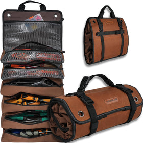 Welkinland heavy-duty tool roll open with pockets for quick access on the job.
