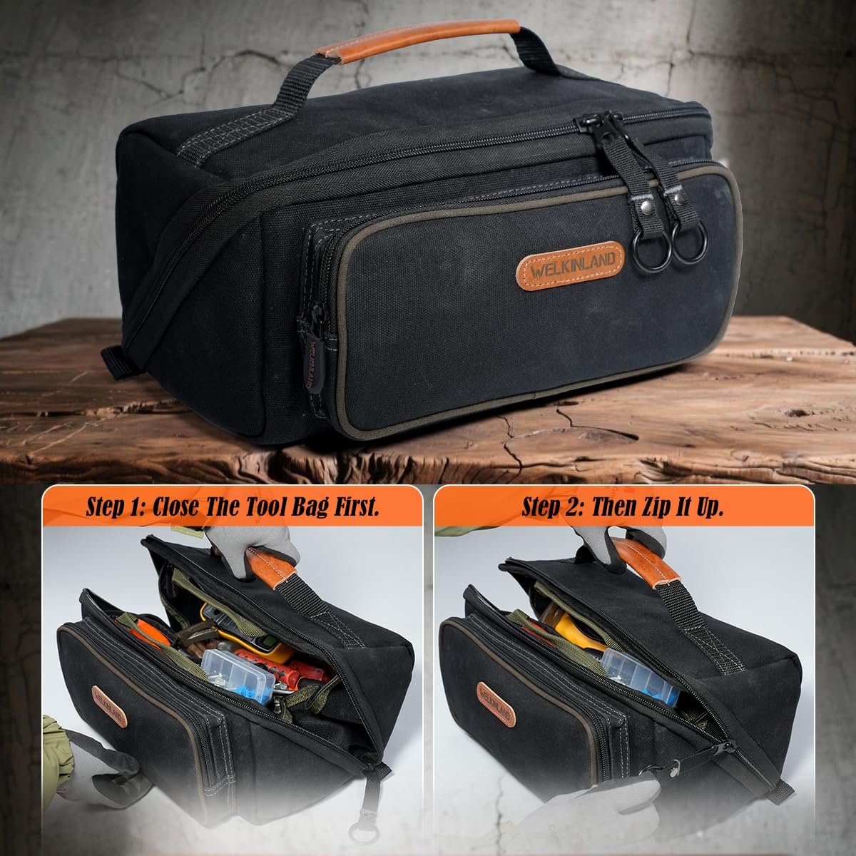 WELKINLAND LayFlat Tool Pouch five-pocket layout for tailored organization.