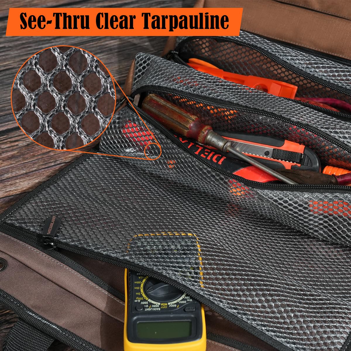 Welkinland see-through pockets reveal tools at a glance for quick pick.